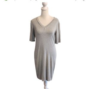 Sonnet James Grey V Neck Elbow Sleeve Dress